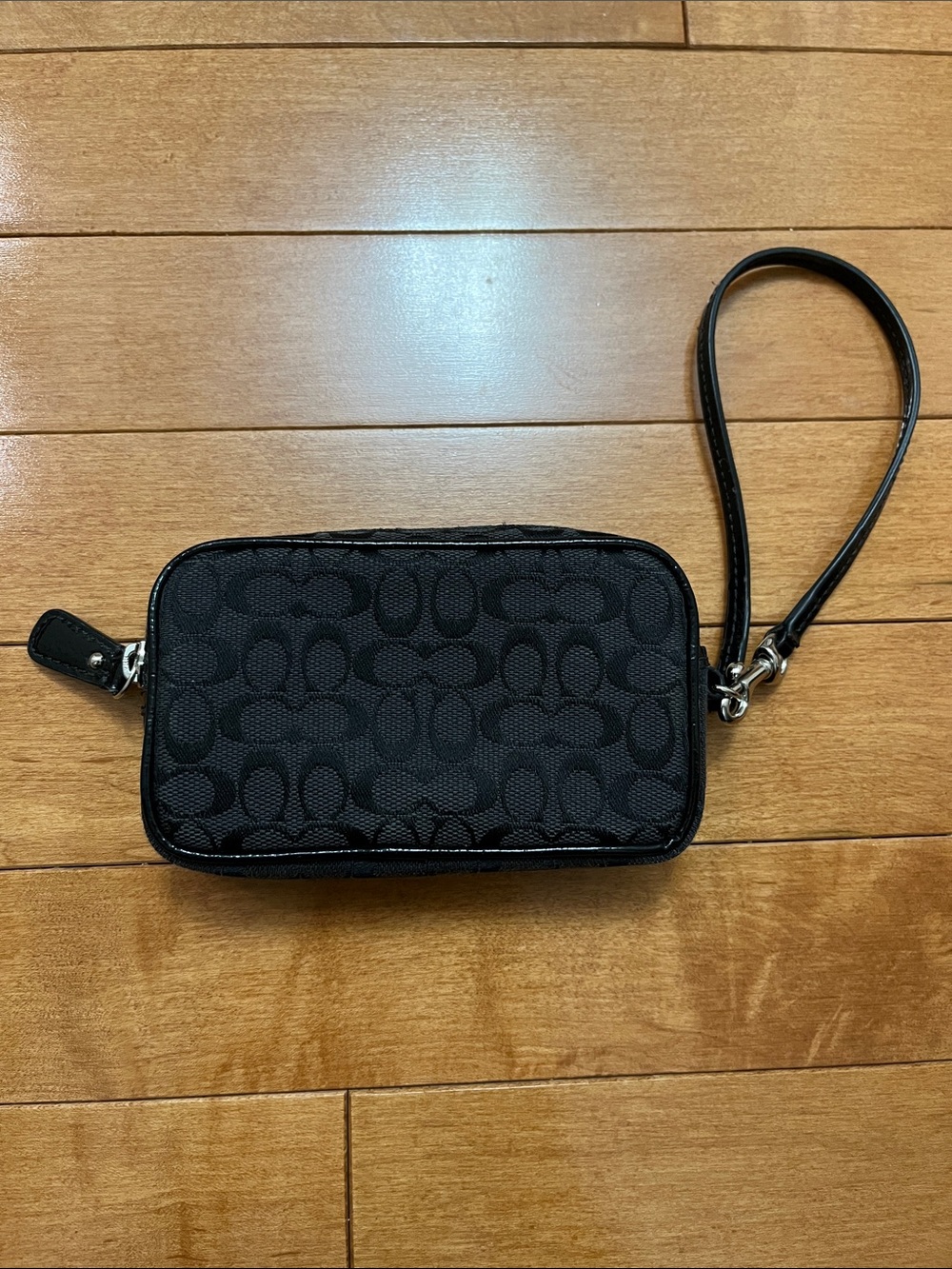 Coach Black Signature Wristlet Clutch